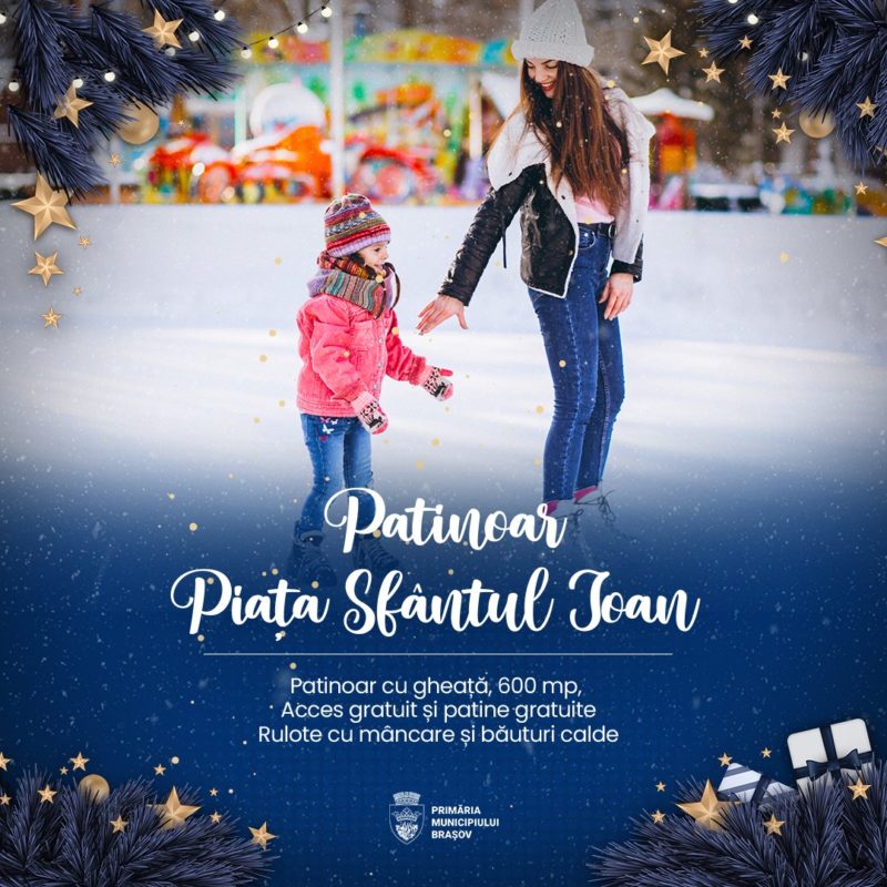 Patinoar cu acces gratuit, în Piaţa Sf. Ioan din Braşov