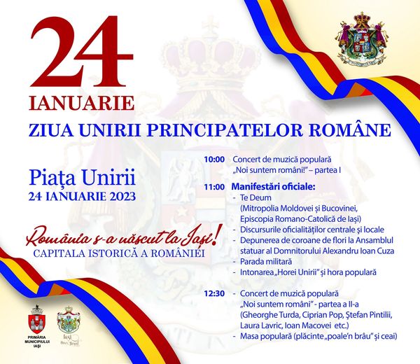 Mai multe evenimente culturale şi religioase vor avea loc, mâine, de Ziua Unirii Principatelor Române