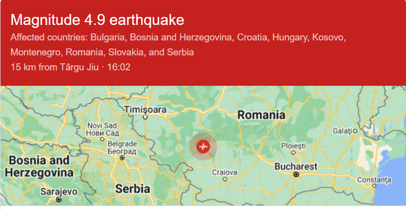Cutremur cu magnitudinea 4,9 în Gorj