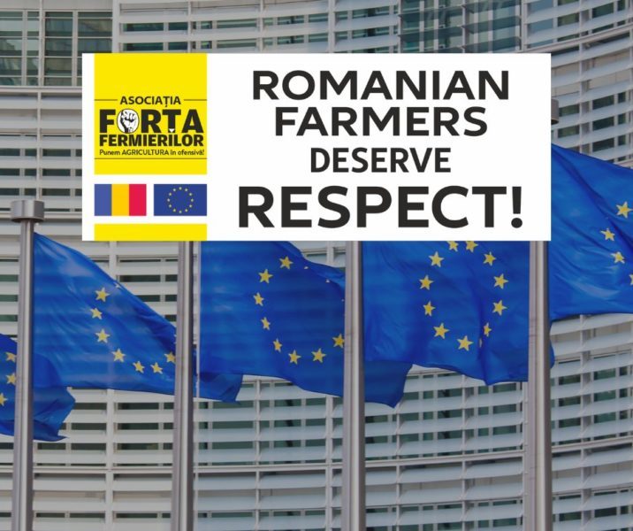Protest al agricultorilor în faţa Comisiei Europene: fermierii români merită respect!