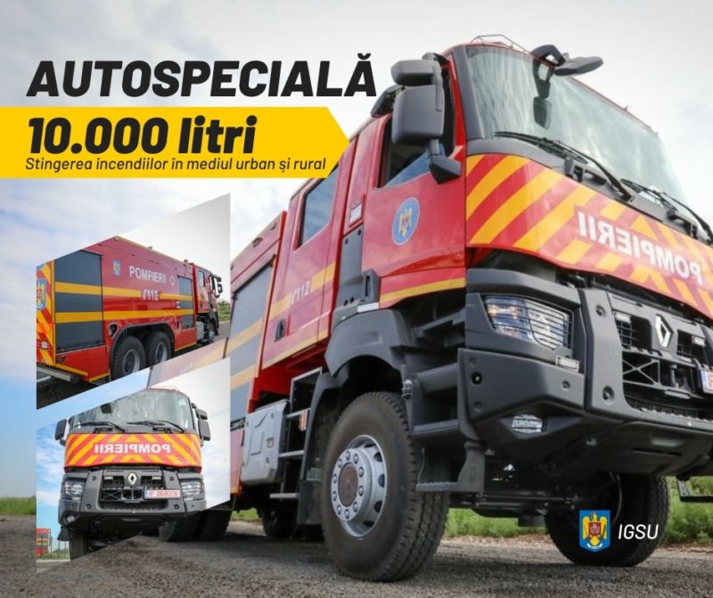 ISU Mureș a primit o autospecială de stingere de 10.000 de litri