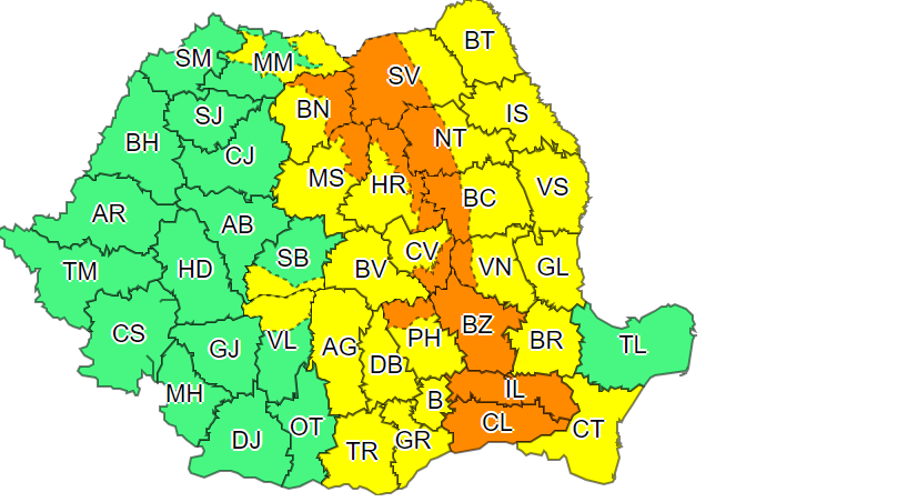 Noi avertizări emise de meteorologi
