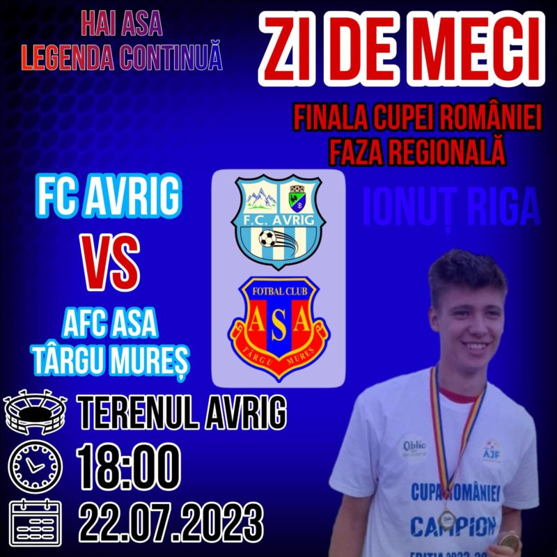  Cupa României la fotbal: FC Avrig – ASA Tg.Mureș