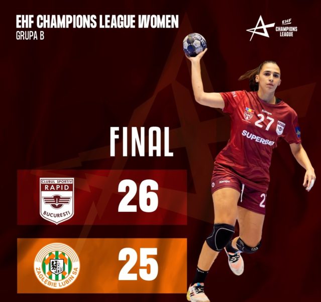 Handbalistele de la Rapid, victorie chinuită în Champions League