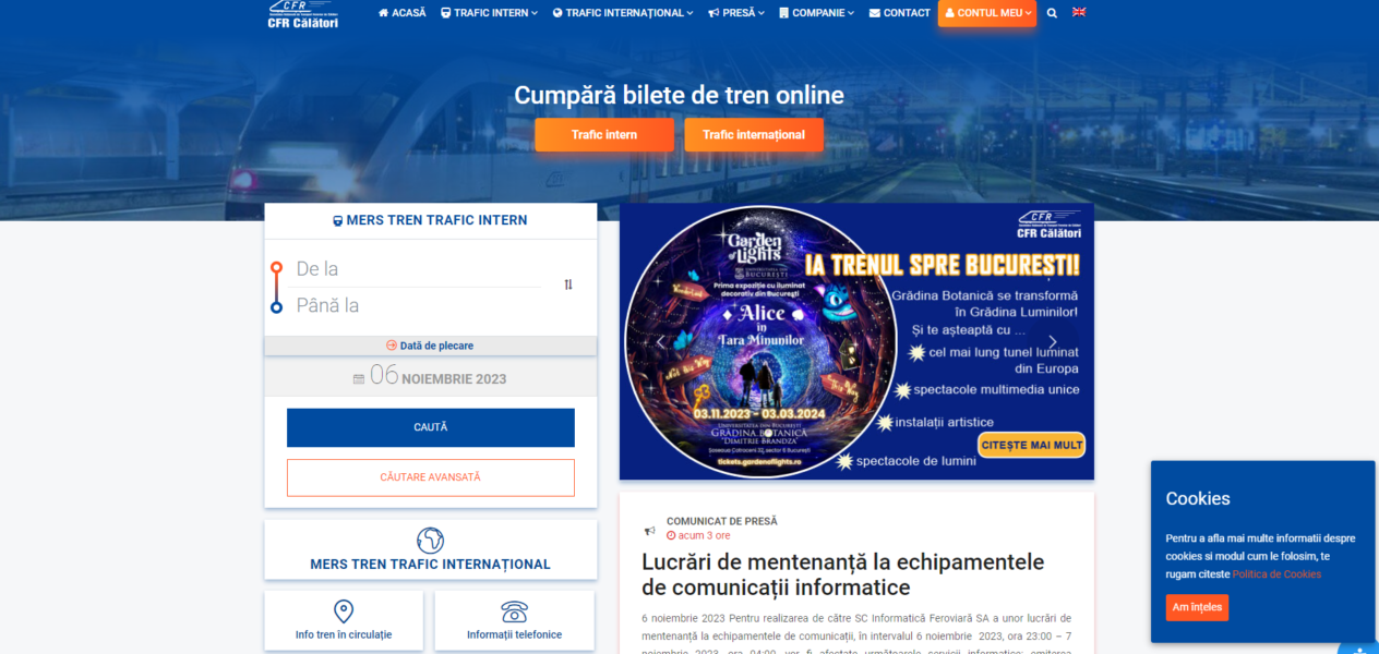 Site-ul CFR Călători nu va funcţiona la noapte, din cauza unor lucrări de mentenanţă Site-ul CFR Călători nu va funcţiona la noapte, din cauza unor lucrări de mentenanţă