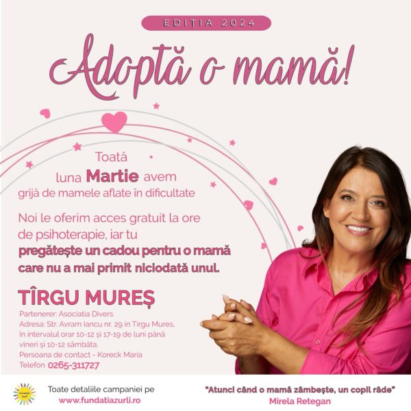 Asociația Divers se implică și în acest an în campania ”Adoptă o mamă!” inițiată de Mirela Retegan și Fundația Zurli