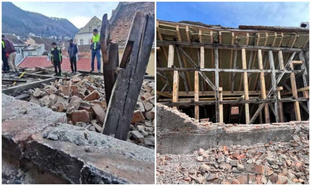 Braşov: Calcanul unei clădiri construită la 1700 s-a prăbuşit în curtea imobilului. Locatarii au fost evacuaţi.