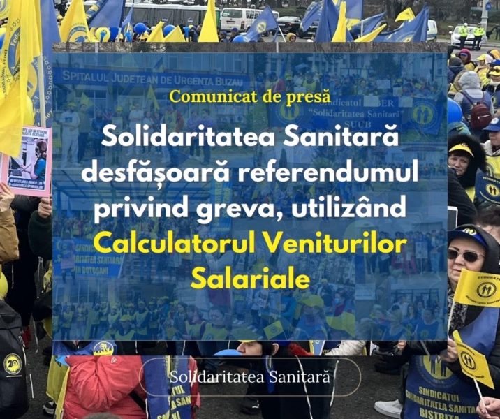 Federaţia Solidaritatea Sanitară desfăşoară, în prezent, un amplu referendum on-line pe tema oportunităţii declanşării grevei