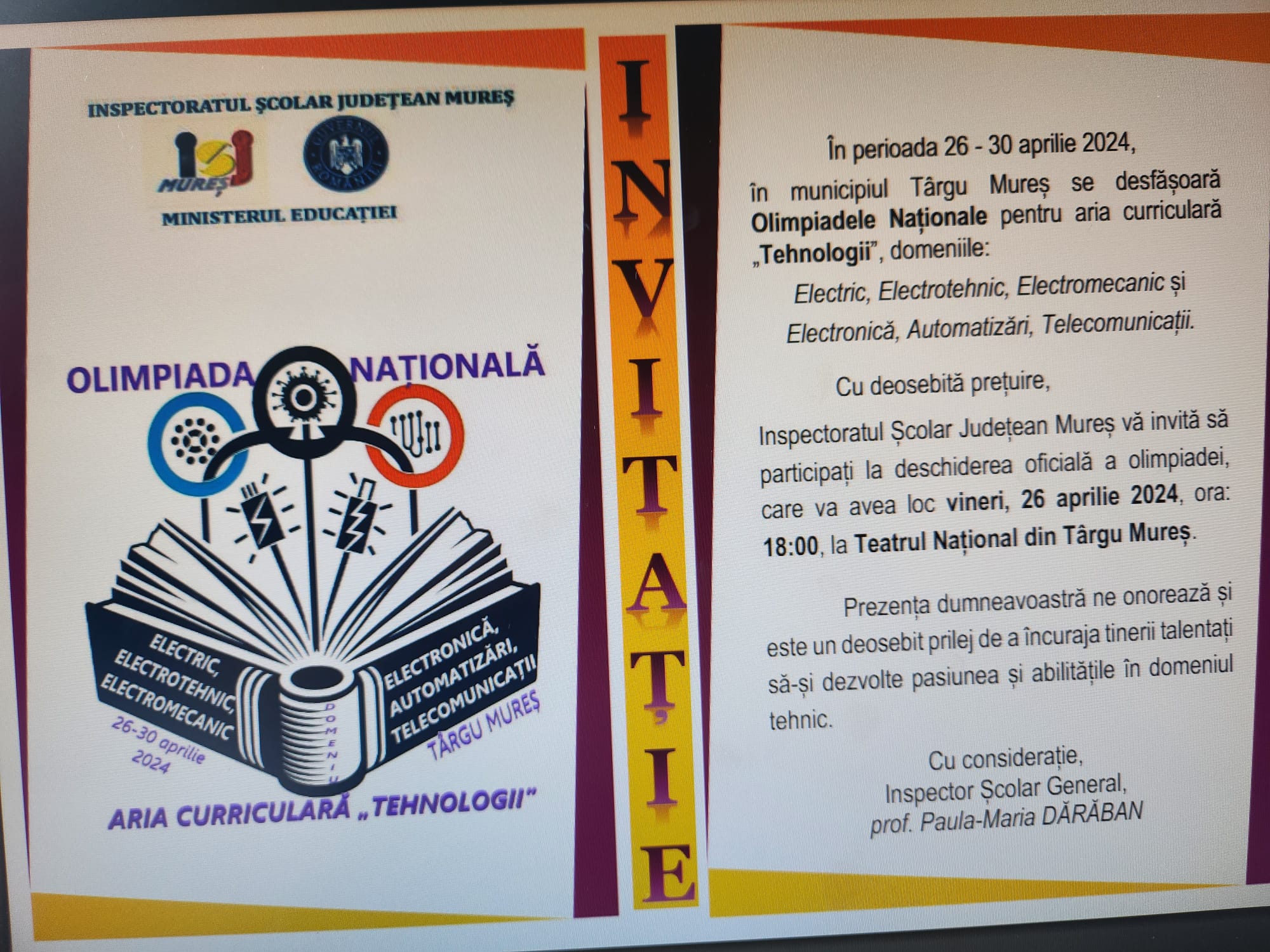 Târgu Mureșul găzduiește Olimpiadele Naționale „Tehnologii” Târgu Mureșul găzduiește Olimpiadele Naționale „Tehnologii”