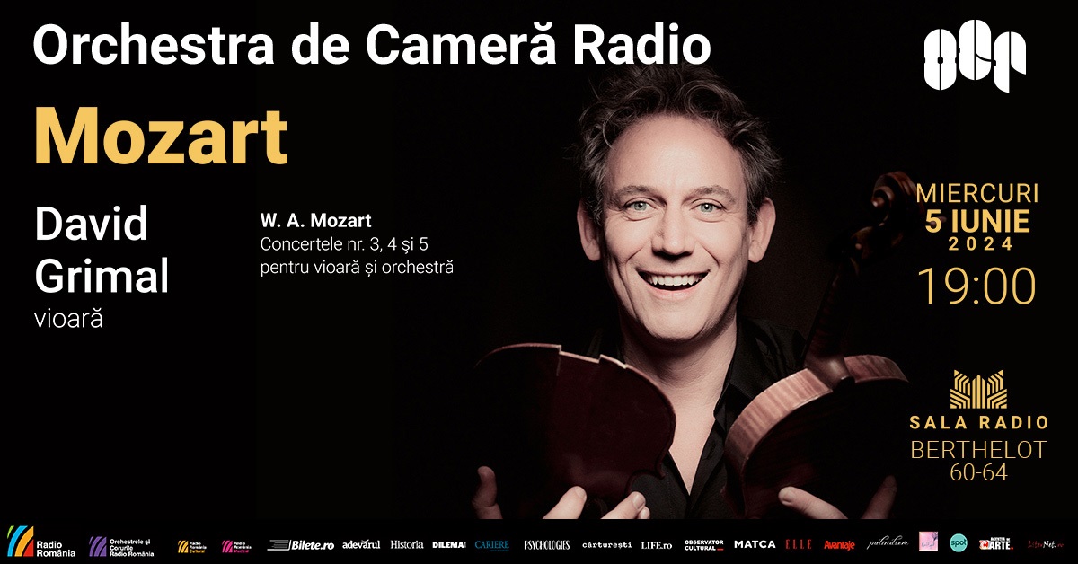 Celebrul violonist David Grimal interpretează Mozart la Sala Radio