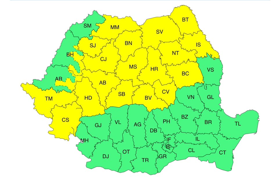Cod galben de instabilitate atmosferică în Transilvania Cod galben de instabilitate atmosferică în Transilvania