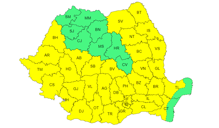 Temperaturi deosebit de ridicate, caniculă şi disconfort termic în trei sferturi din ţară