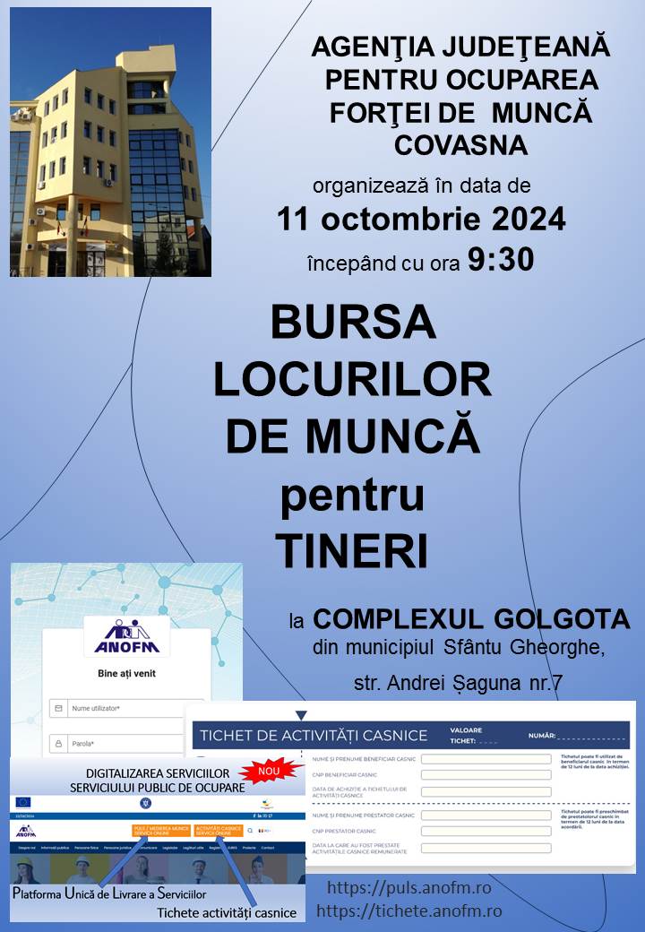 Peste o sută de locuri de muncă pentru tineri la Bursa locurilor de muncă de la Sfântu Gheorghe