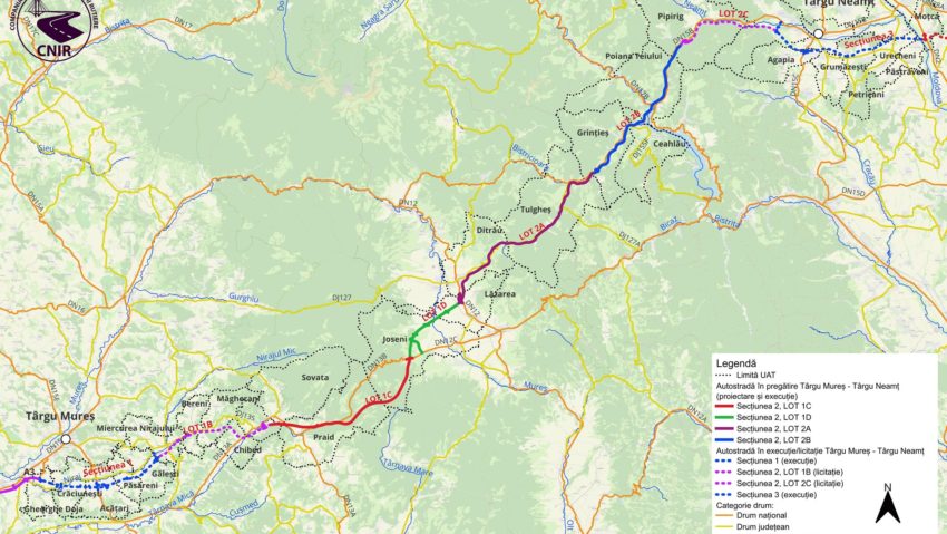 Proiectul ultimului lot montan din viitoarea autostradă A8, Târgu Mureş – Târgu Neamţ a fost postat în SEAP