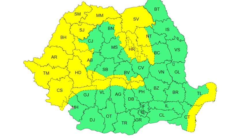 Atenționare meteo de ploi, vânt puternic și ninsori