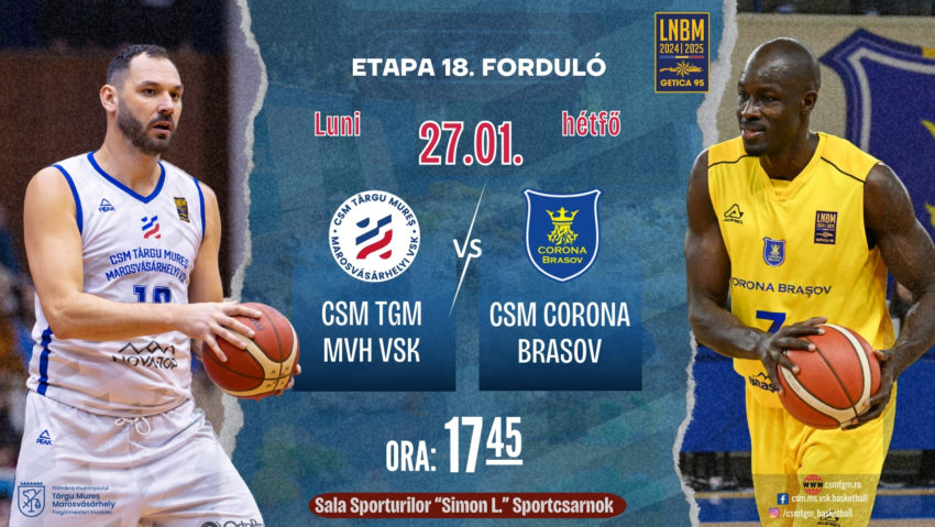Baschetbaliștii mureșeni întâlnesc Corona Brașov Baschetbaliștii mureșeni întâlnesc Corona Brașov