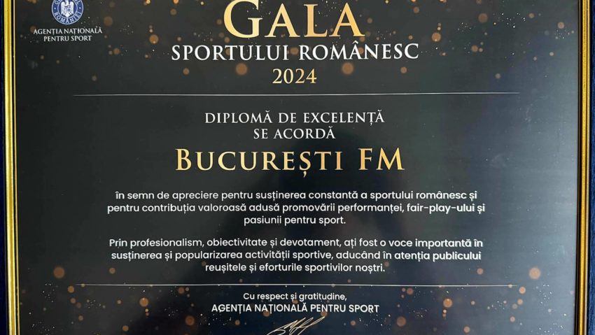București FM, postul public de radio al Capitalei, a primit premiul pentru promovarea sportului românesc la Gala Sportului Românesc 2024 București FM, postul public de radio al Capitalei, a primit premiul pentru promovarea sportului românesc la Gala Sportului Românesc 2024