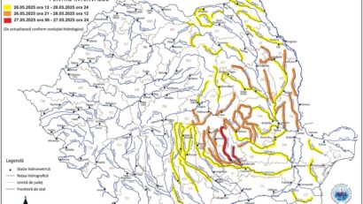 Cod roșu de inundații pe râuri din judeţele Braşov, Covasna, Prahova, Harghita şi Ialomiţa