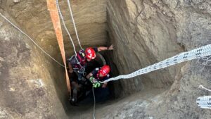 Operațiune dificilă de salvare a unui cal căzut într-un puț, în localitatea harghiteană Cozmeni