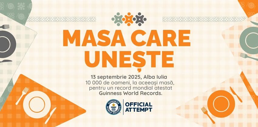 Cea mai lungă masă din lume, din materiale reciclabile, la Alba Iulia
