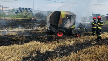Incendiu la un utilaj agricol pe raza localității Ungheni din județul Mureș