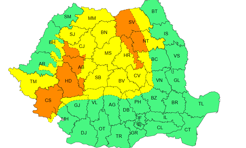Coduri galbene și portocalii de inundații Coduri galbene și portocalii de inundații