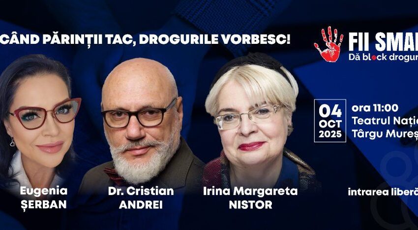 Doctorul Cristian Andrei și Margareta Nistor vin la Târgu Mureș la ”Dă Block Drogurilor!”