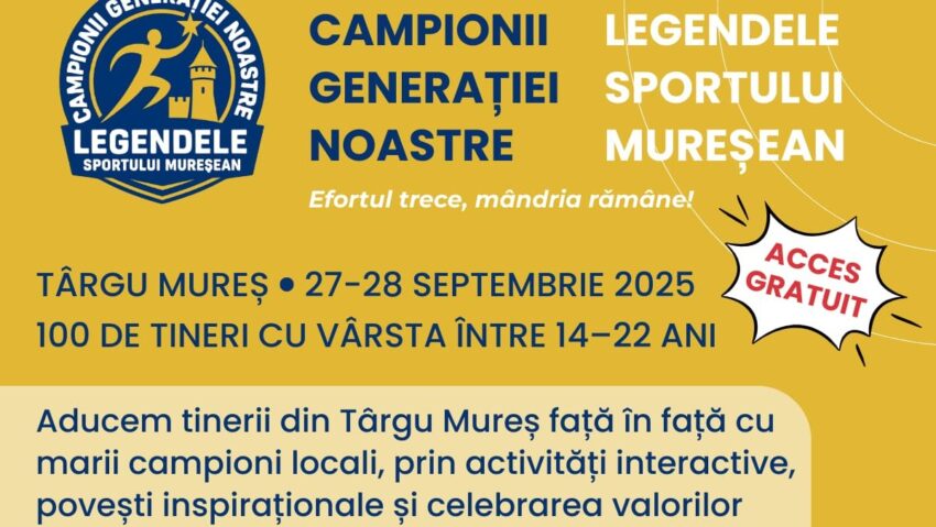 „Campionii Generației Noastre – Legendele Sportului Mureșean” vin sâmbătă la Târgu Mureș