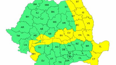 Cod galben de intensificări ale vântului în 23 de judeţe, printre care Covasna, Brașov și Sibiu pe parcursul zilei de sâmbătă