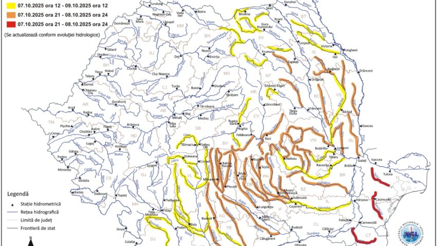 Autorităţile locale din Capitală şi din 5 judeţe situate în sudul şi sud-estul României se pregătesc pentru avertizarea cod roşu de ploi deosebit de abundente