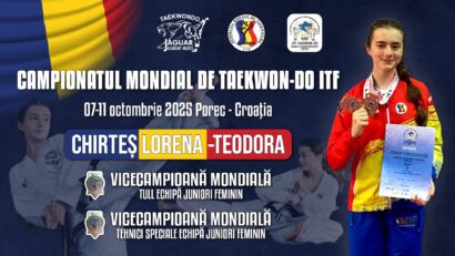 Mureşeanca Lorena-Teodora Chirteş, dublă vicecampioană mondială la taekwon-do