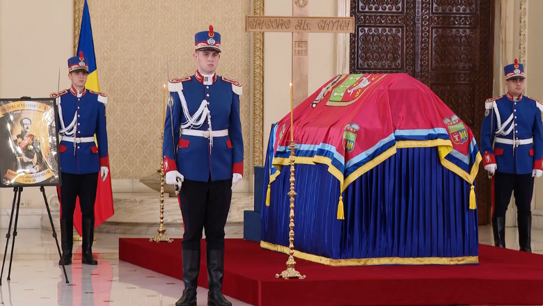 Sicriul cu rămășițele pământești ale domnitorului Grigore Alexandru Ghica a fost depus la Palatul Cotroceni