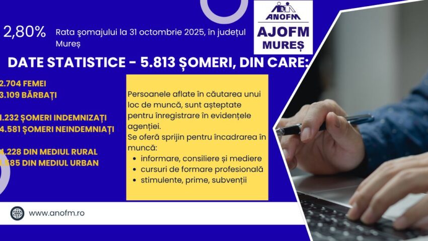 Rata șomajului, în ușoară creștere în județul Mureș