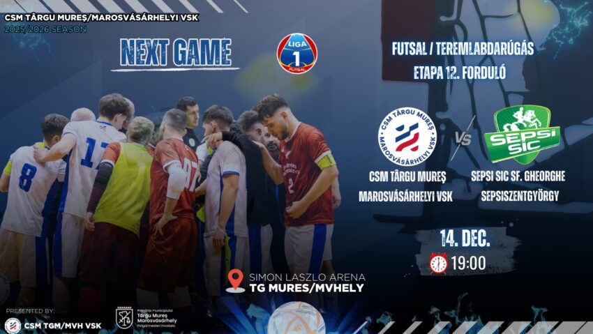 CSM Târgu Mureș, meci vital cu Sepsi, la futsal