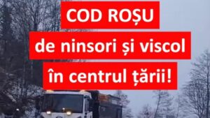Până la ora 10.00, rămâne în vigoare un cod roşu de ninsori şi vânt puternic în zona montană din 11 judeţe, între care și Brașovul
