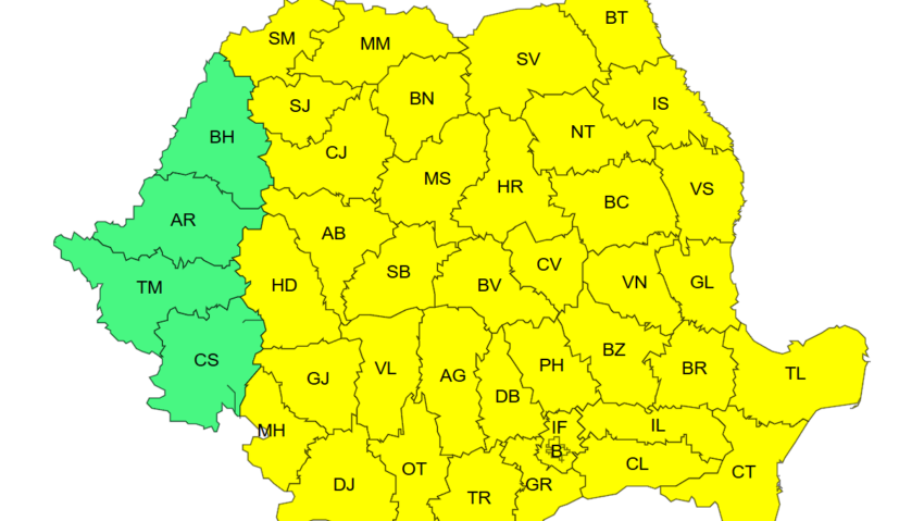 Cod galben de ger şi vreme deosebit de rece în aproape toată ţara, până miercuri dimineaţa