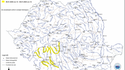 Este risc de inundații pe cursuri de apă din sud-vestul țării