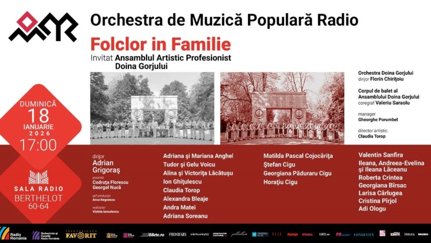 Folclor în familie – Ansamblul Doina Gorjului invitat la Sala Radio