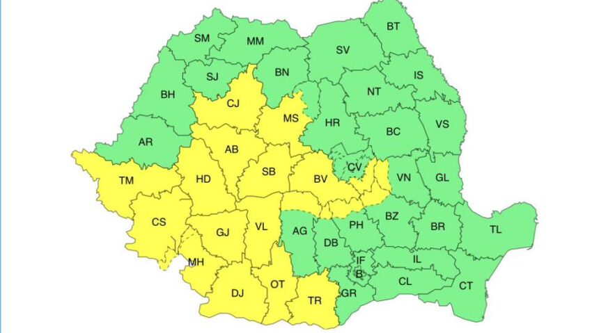 Avertizări de viscol şi vânt puternic în mai multe regiuni din ţară, până miercuri dimineaţa