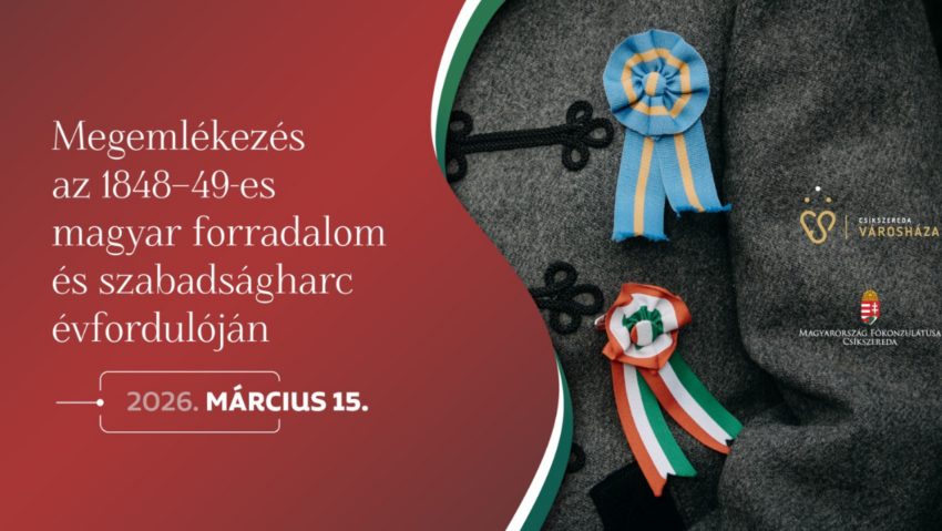 Program festiv dedicat comemorării Revoluţiei ungare din 1848-1849, pe 14 şi 15 martie la Miercurea-Ciuc