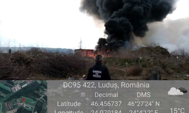 Amendă de 45.000 de lei pentru UAT Luduş, în urma incendiului de la depozitul ilegal de deşeuri