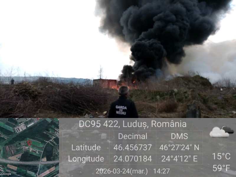 Amendă de 45.000 de lei pentru UAT Luduş, în urma incendiului de la depozitul ilegal de deşeuri