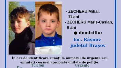 Polițiștii brașoveni caută doi frați de 9 şi 11 ani, din Râşnov, dispăruţi de acasă