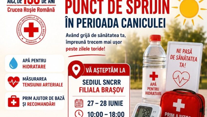 Crucea Roșie Brașov a deschis puncte de prim ajutor în perioadele caniculare