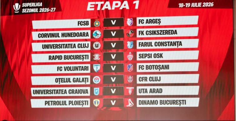 Programul SuperLigii de fotbal, ediția 2026-2027