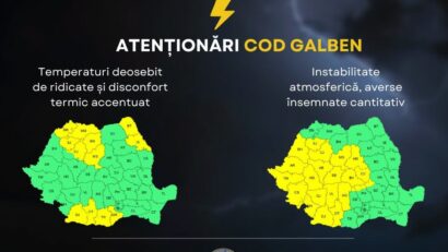 Cod galben de instabilitate atmosferică în mai mult de jumătate din țară