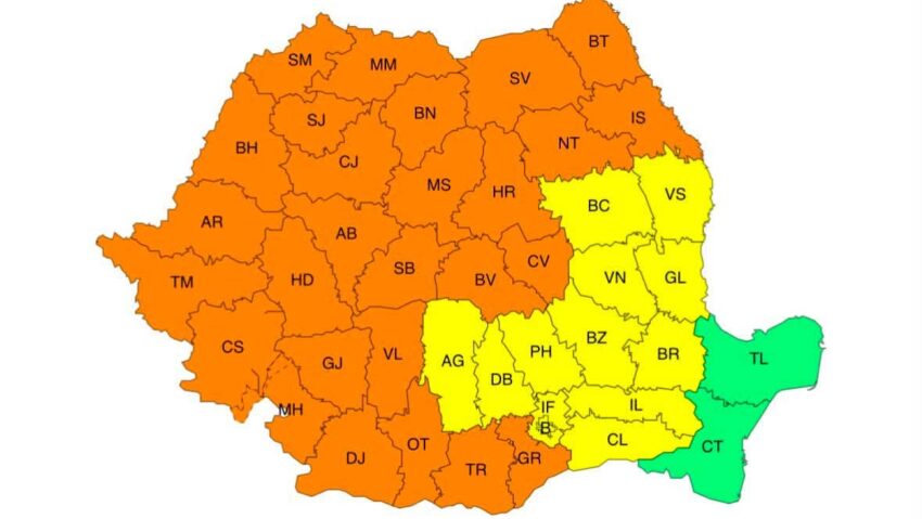 Canicula persistă astăzi în toată țara, cu excepția Dobrogei, dar este mai puțin intensă