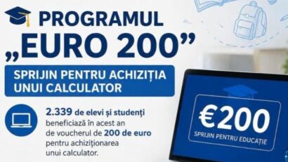 Peste 2.300 de elevi şi studenţi vor primi vouchere de 200 de euro pentru achiziţionarea unui calculator