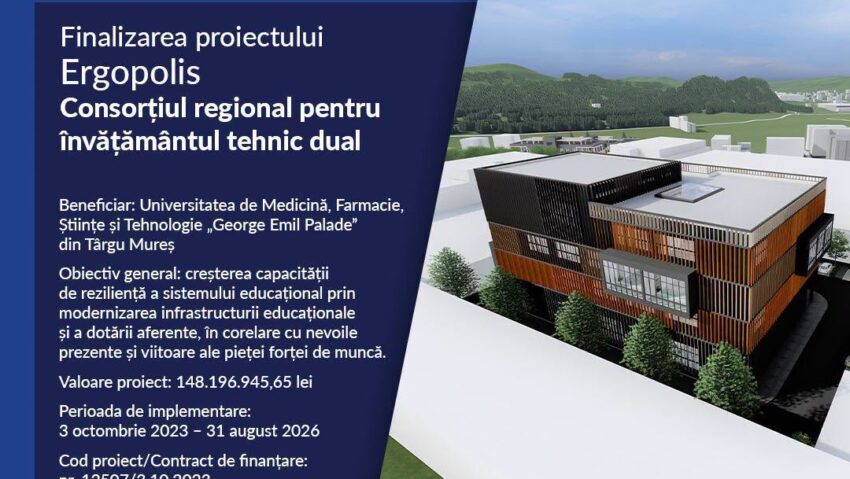 UMFST Târgu Mureş a finalizat proiectul ‘Ergopolis’, în valoare de aproape 30 de milioane de euro