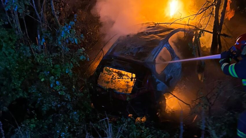 Sighișoara: accident urmat de incendiu; victimă cod roșu